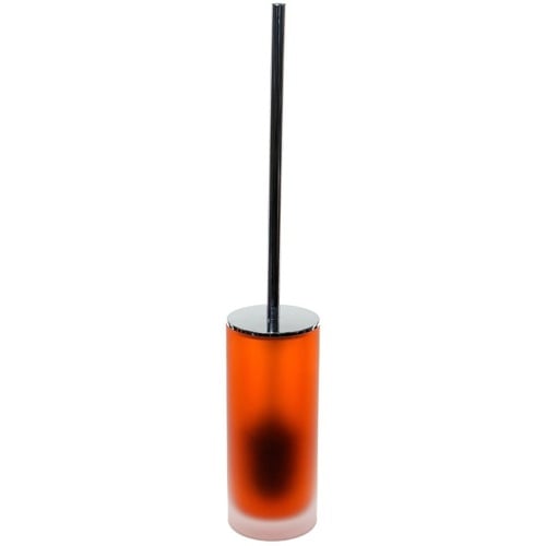 Toilet Brush Holder, Orange Frosted Glass With Chrome Handle Gedy TI33-67